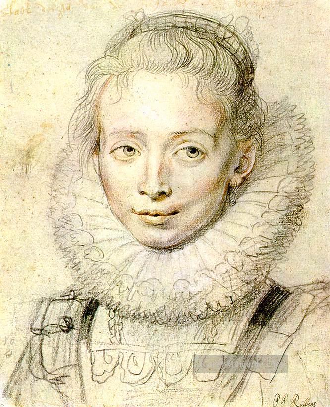 Porträt einer Kammerzofe Chalk Barock Peter Paul Rubens Ölgemälde